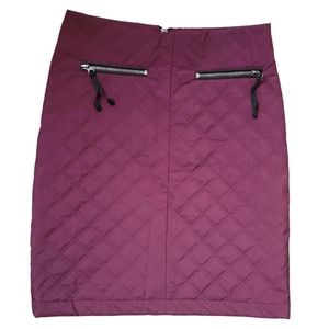 Elizabeth Roberts Quilted Moto Skirt, Burgundy, Womens Size XS